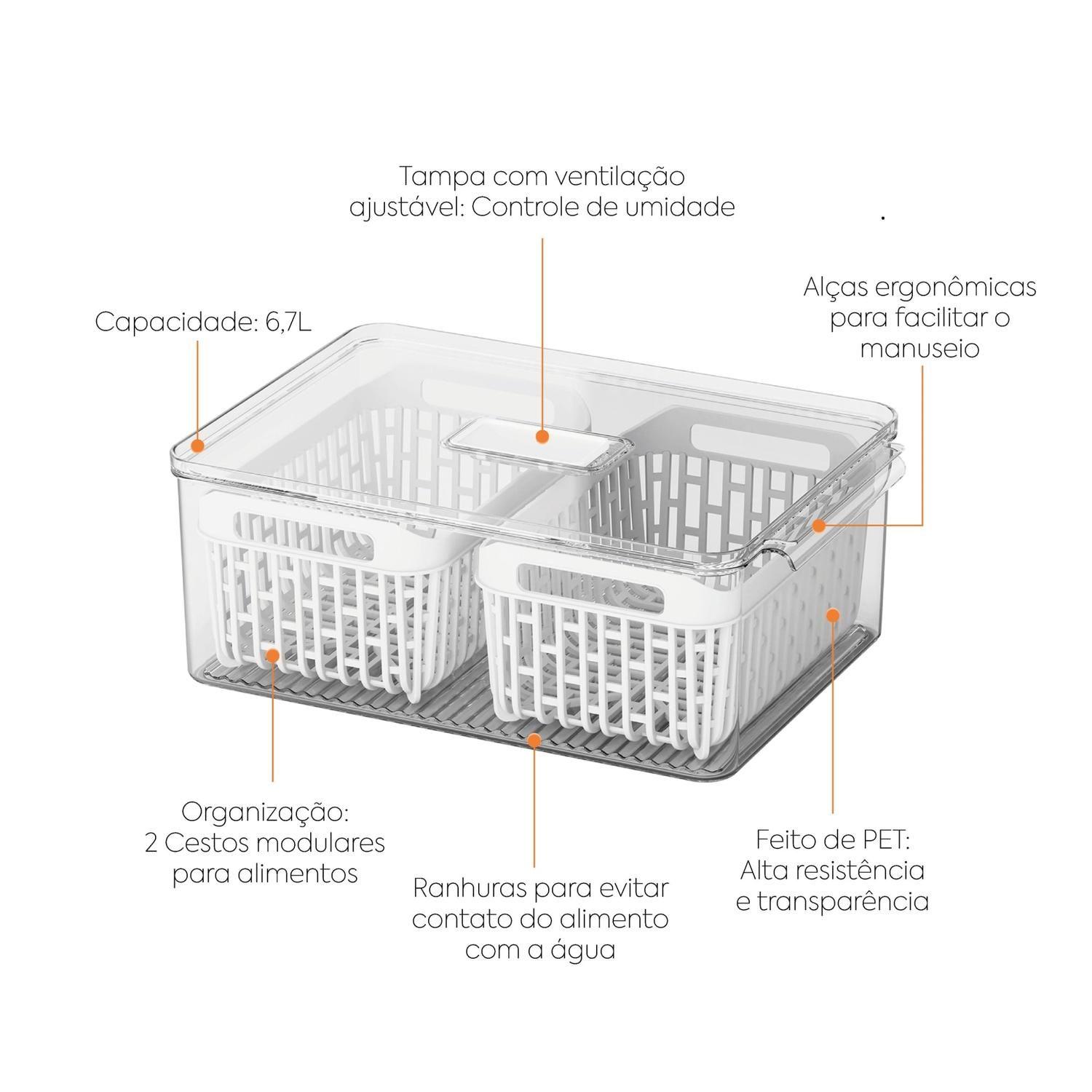 Organizador de Refrigerador con 2 Cestas 6,7L Cristal -2