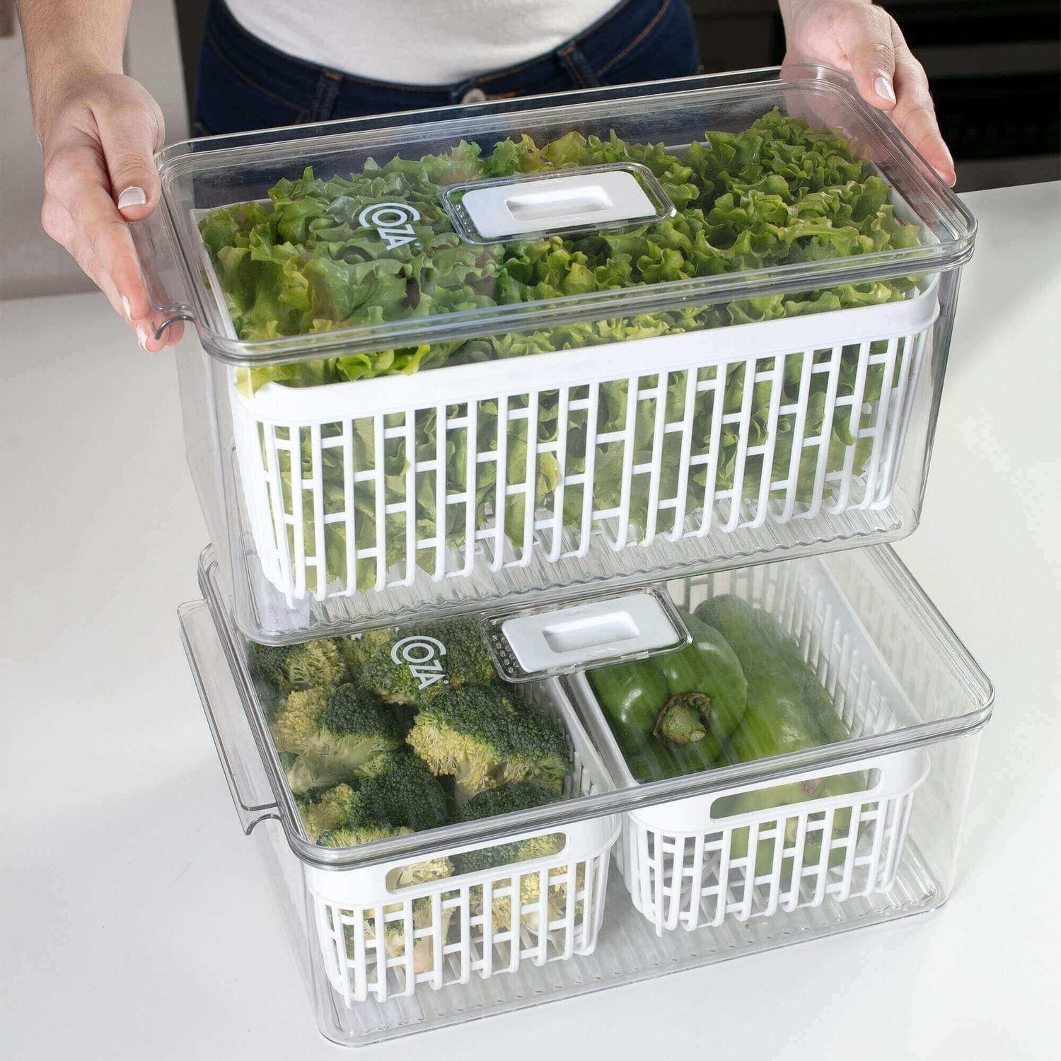 Organizador de Refrigerador con 2 Cestas 6,7L Cristal -3
