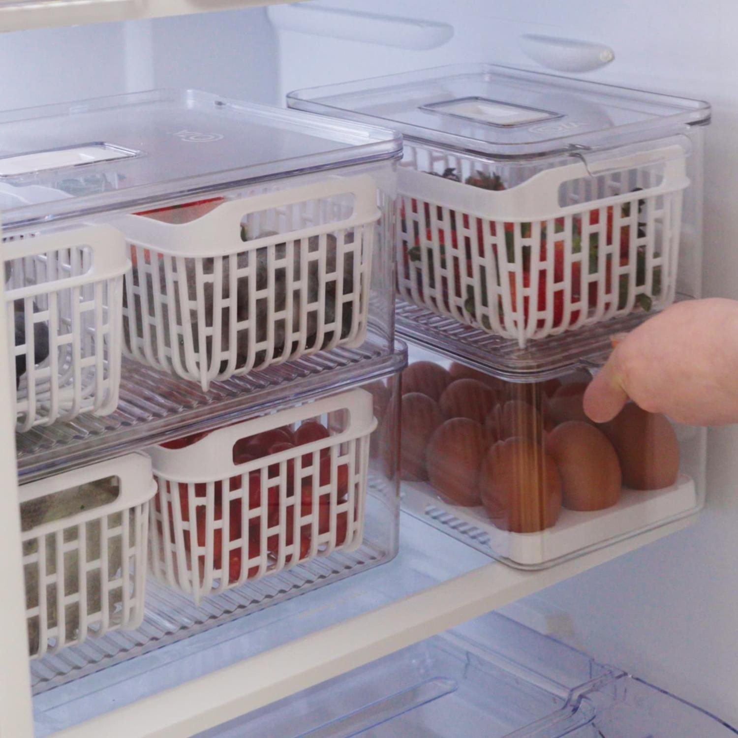 Organizador de Refrigerador con 2 Cestas 6,7L Cristal -4