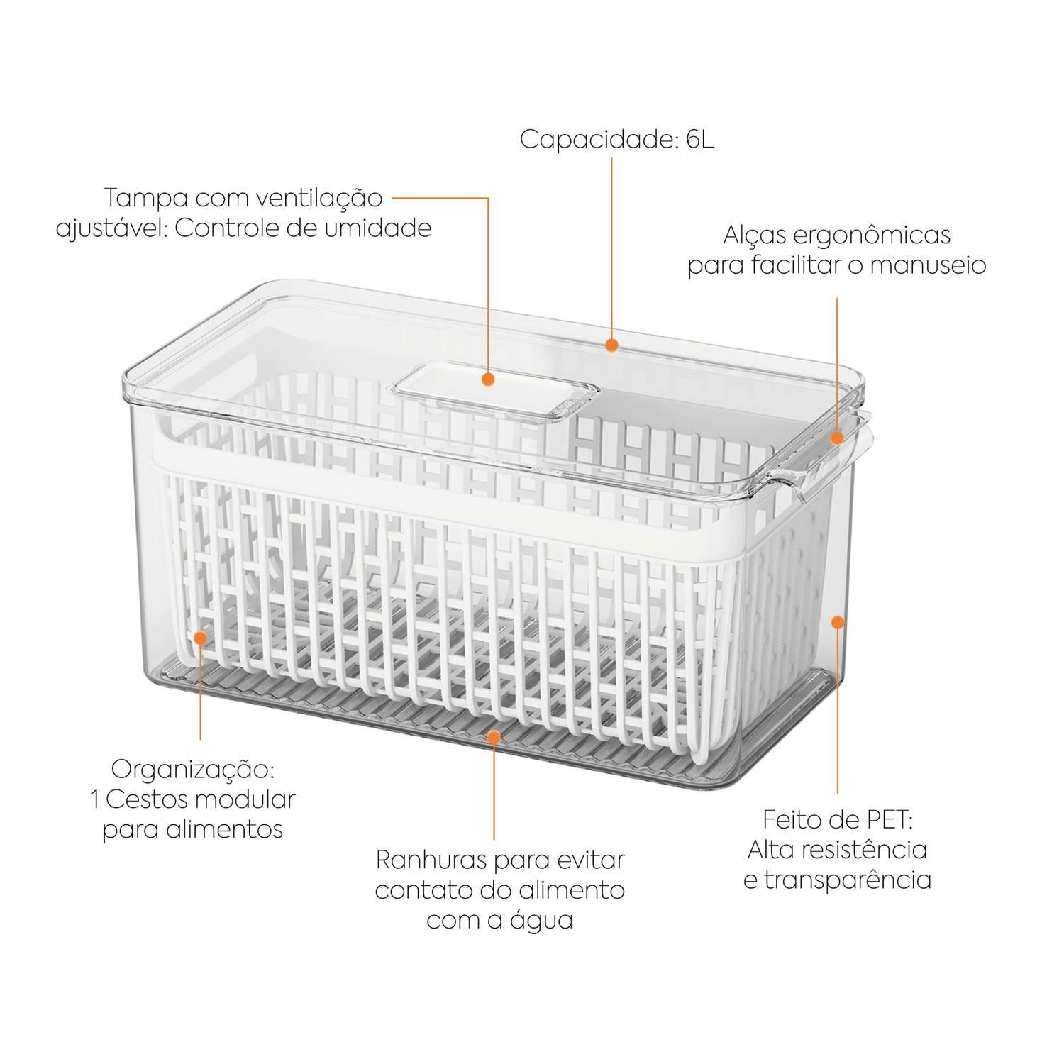 Organizador de Refrigerador con Cesta 6 L Dry Cristal -3