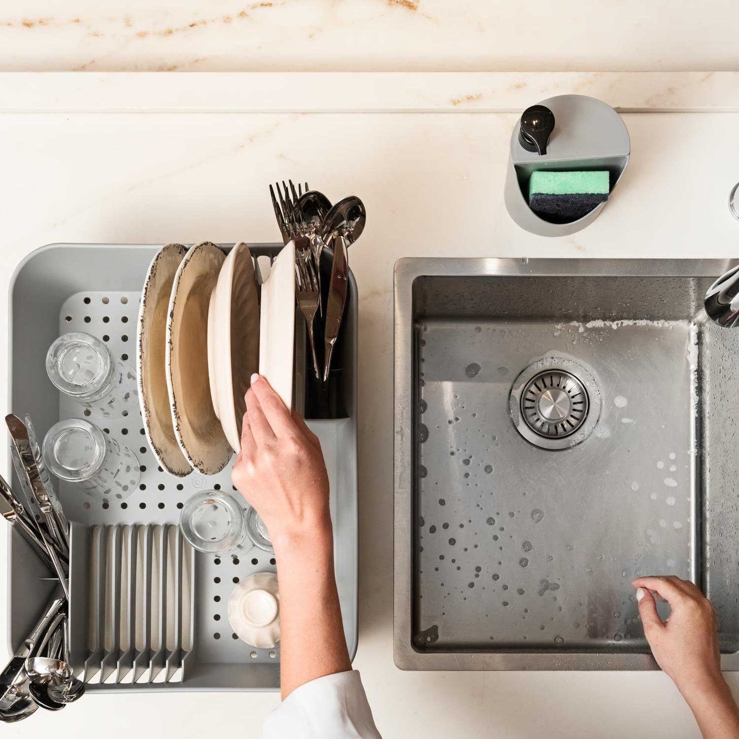 Dispensador de Jabón y Esponja Basic 600ml Gris Grafito -1