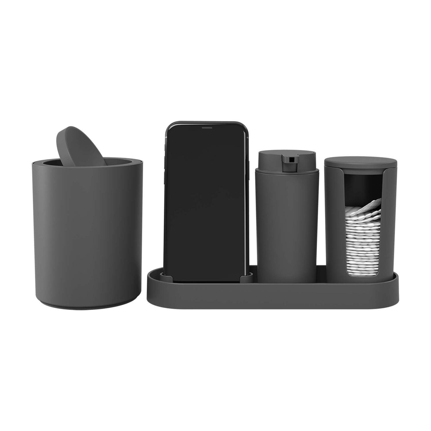 Conjunto para Baño Serene 4 Piezas Gris Grafito -1