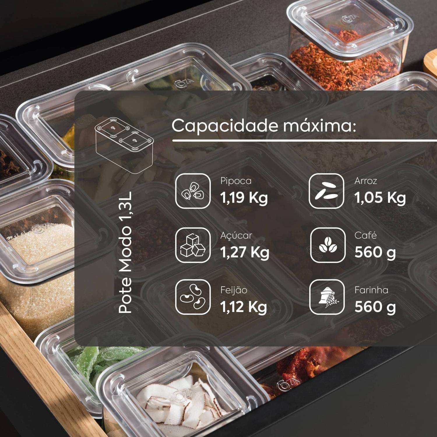 Contenedor Hermético Rectangular Modo 1,3 L Cristal -3