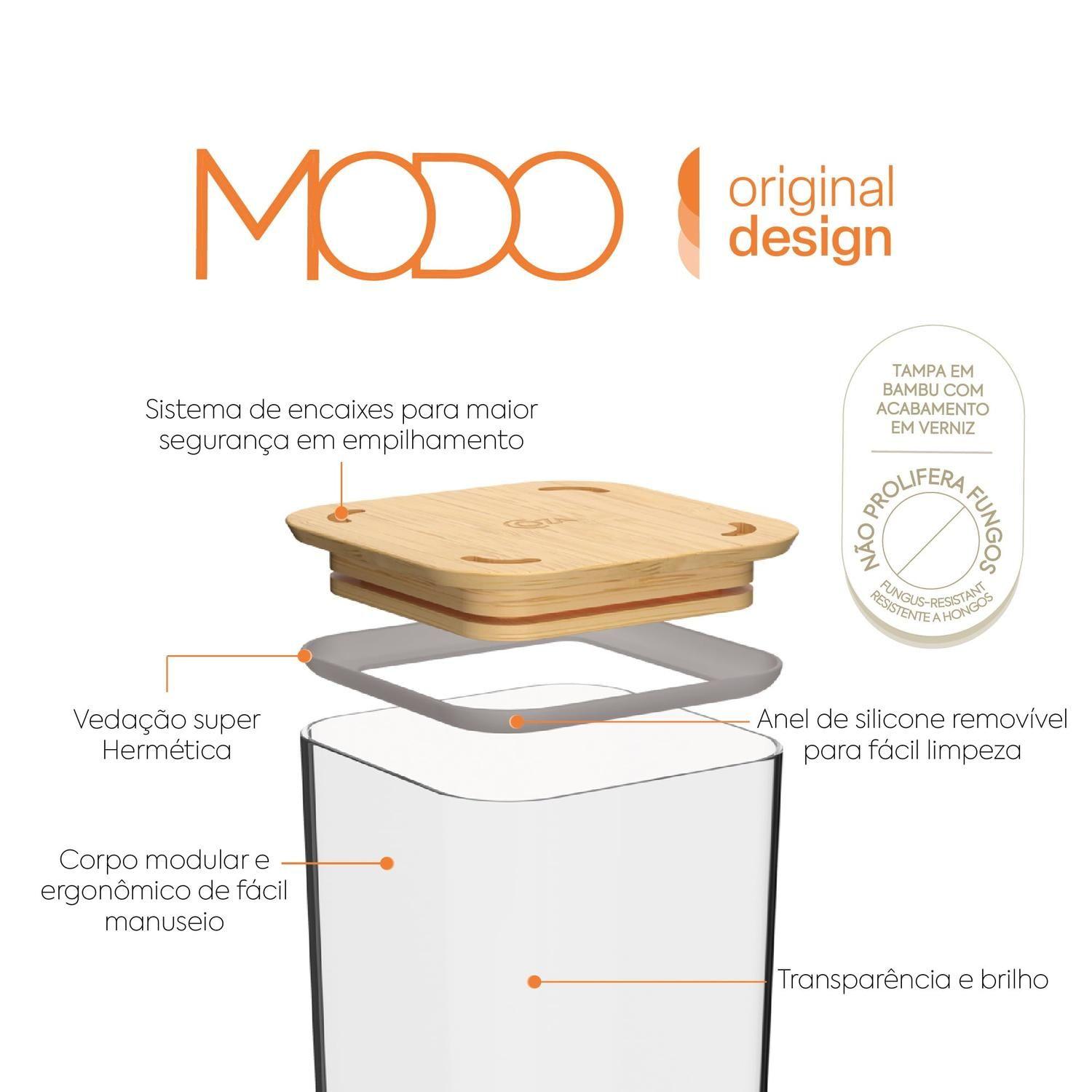 Contenedor Hermético Modo Bambú 1,8 L Cristal -1