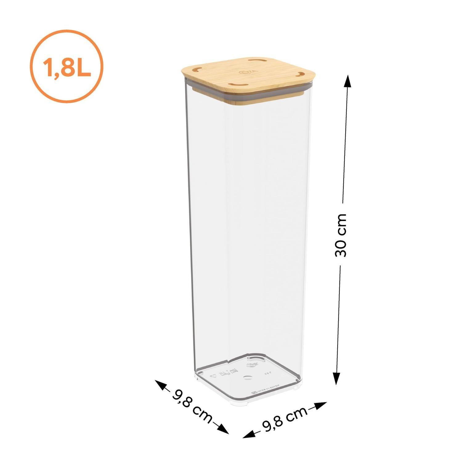 Contenedor Hermético Modo Bambú 1,8 L Cristal -2