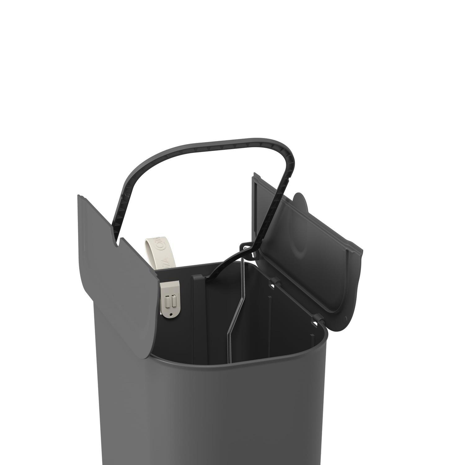 Basurero Mariposa con Pedal 6L Gris Grafito con Asa -5