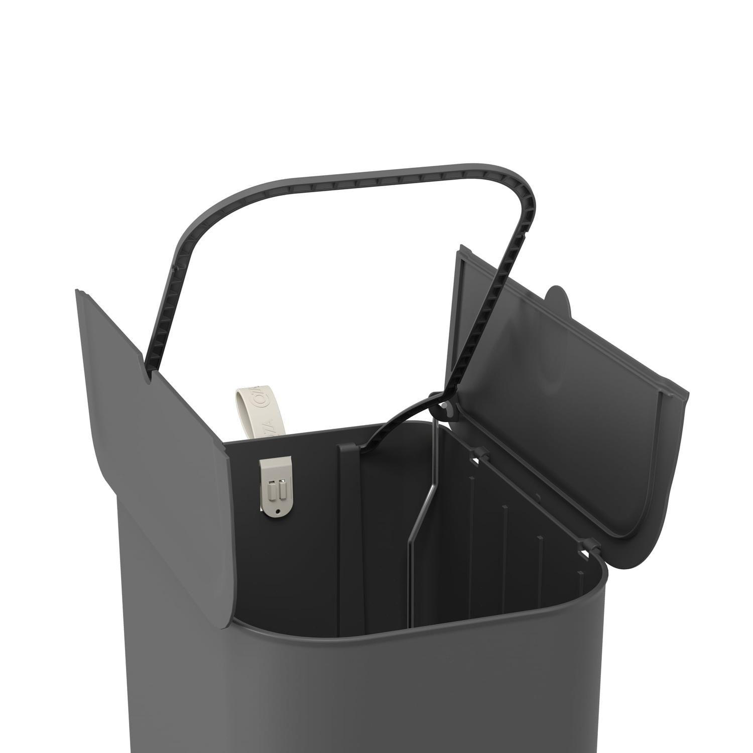 Basurero Mariposa con Pedal 20L Gris Grafito con Asa -5