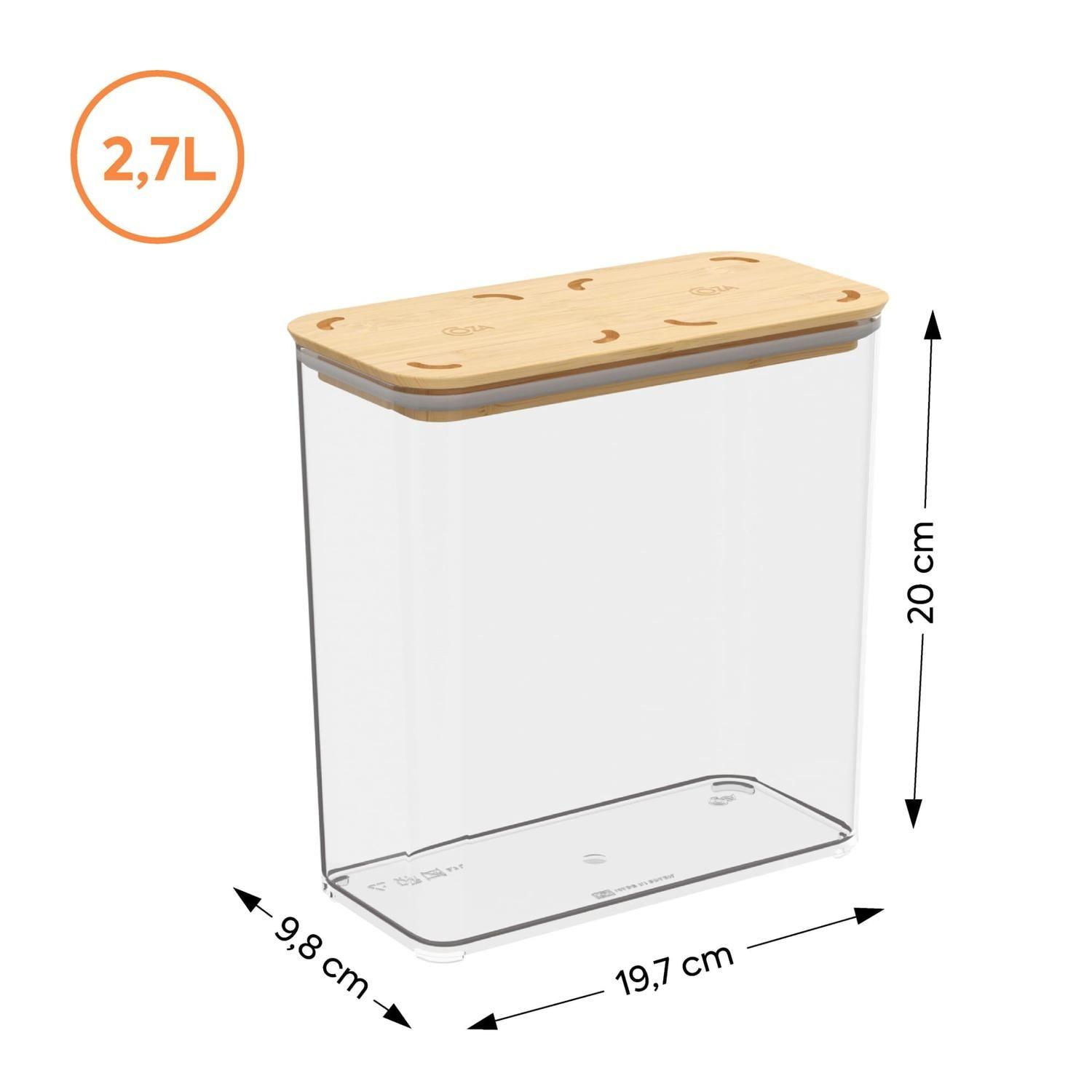 Contenedor Hermético Rectangular Modo Bambú 2,7L -1