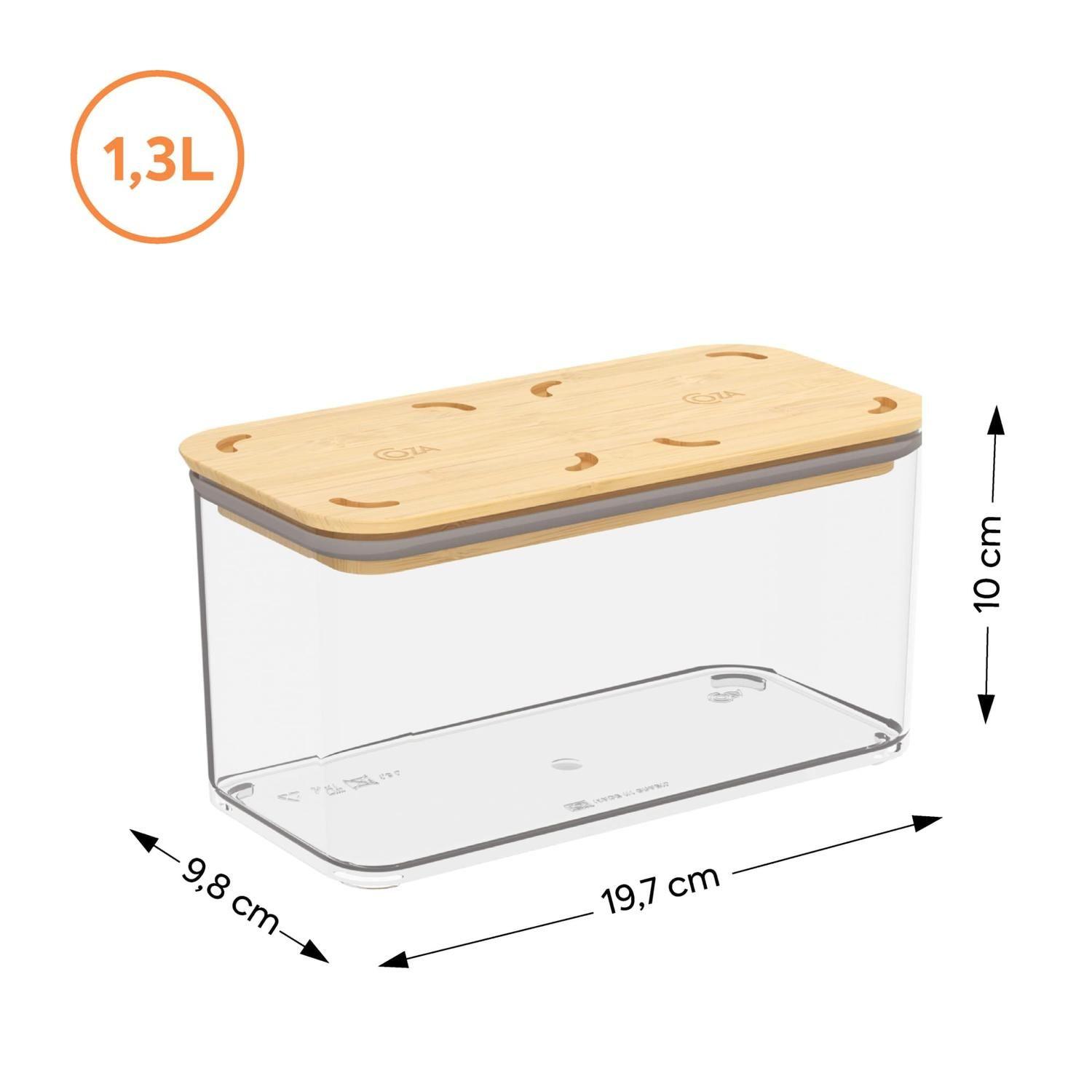 Contenedor Hermético Rectangular Modo Bambú 1,3L -2