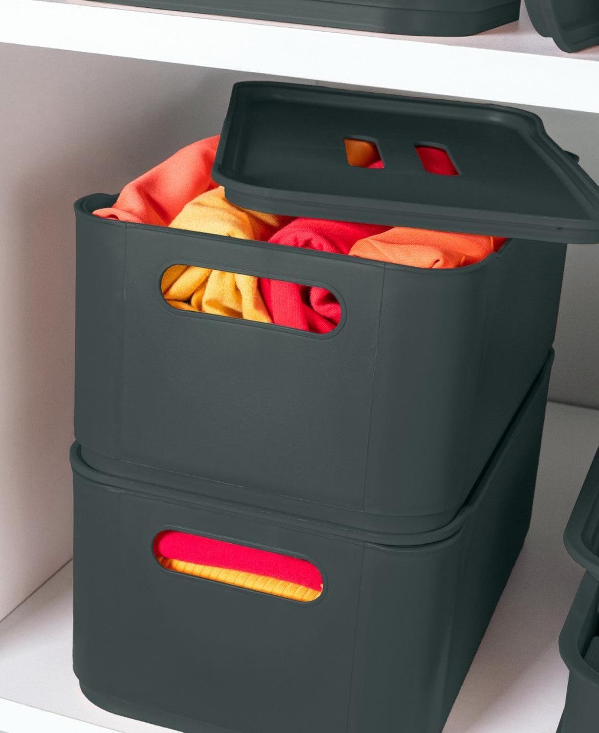 Caja Organizadora con Tapa Fit Grande 5,6L Gris Grafito -2