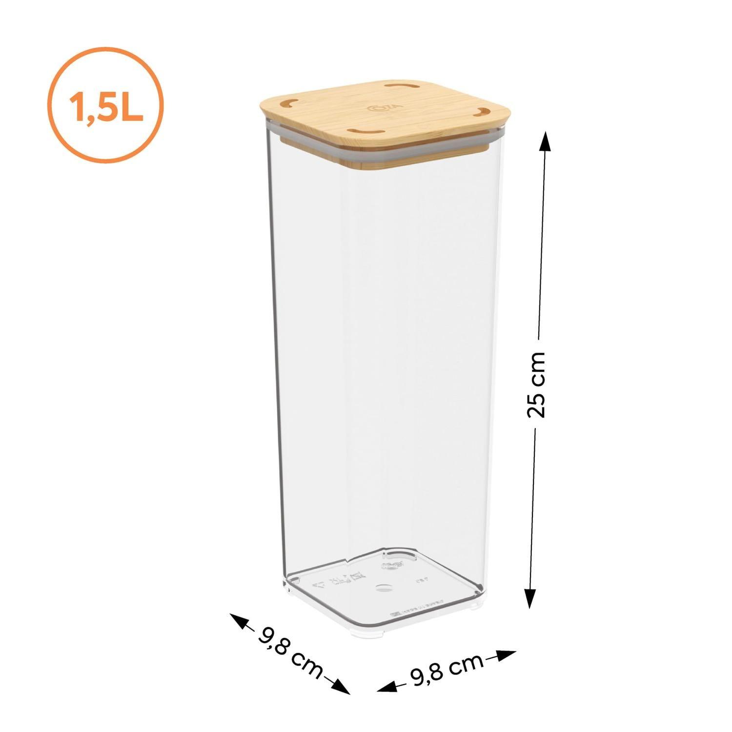 Contenedor Hermético Modo Bambú 1,5 L Cristal -2