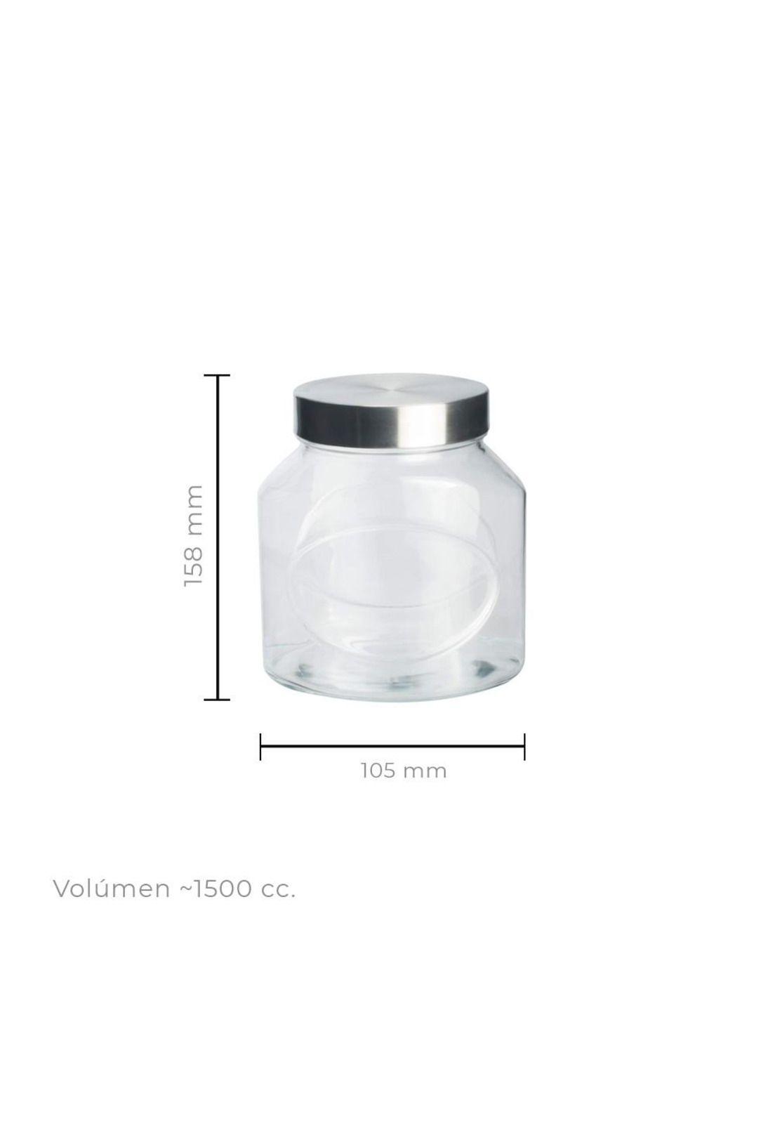 Set De 2 Frascos Vidrio Con Tapa Acero 1500 Cc Linea Elips-3