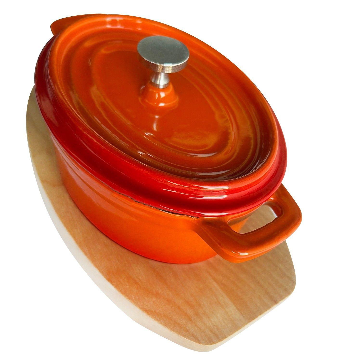 MINI OLLA HIERRO ENLOZADO OVALADA NARANJA 15.5X9.2X4.8 CM-4