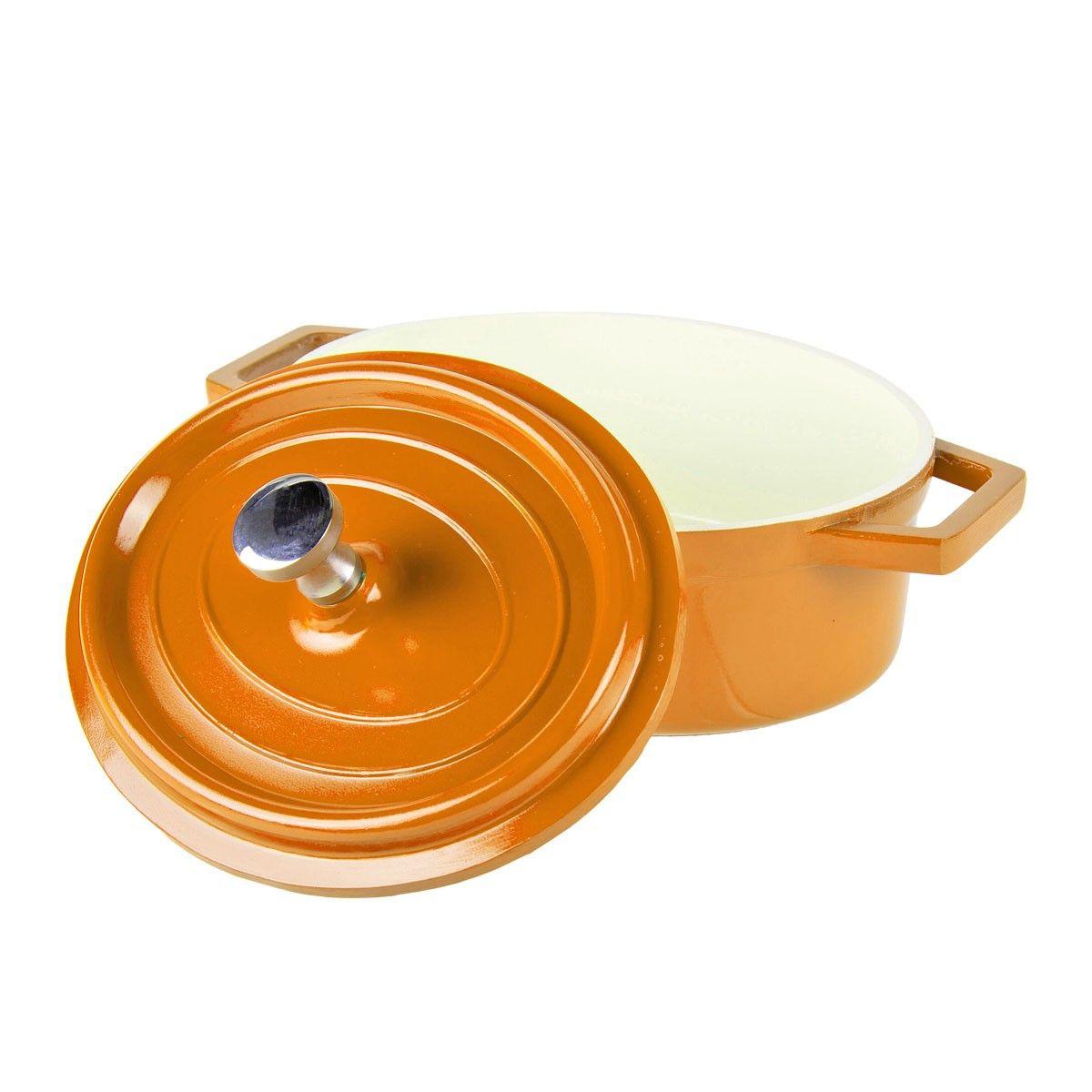 MINI OLLA HIERRO ENLOZADO OVALADA NARANJA 15.5X9.2X4.8 CM-6