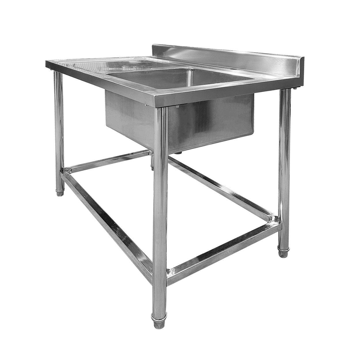 LAVADERO MURAL 1 TAZA ACERO INOXIDABLE 100X60X80 CM SECADOR IZQUIERDO PATA REDONDA ARMABLE-2