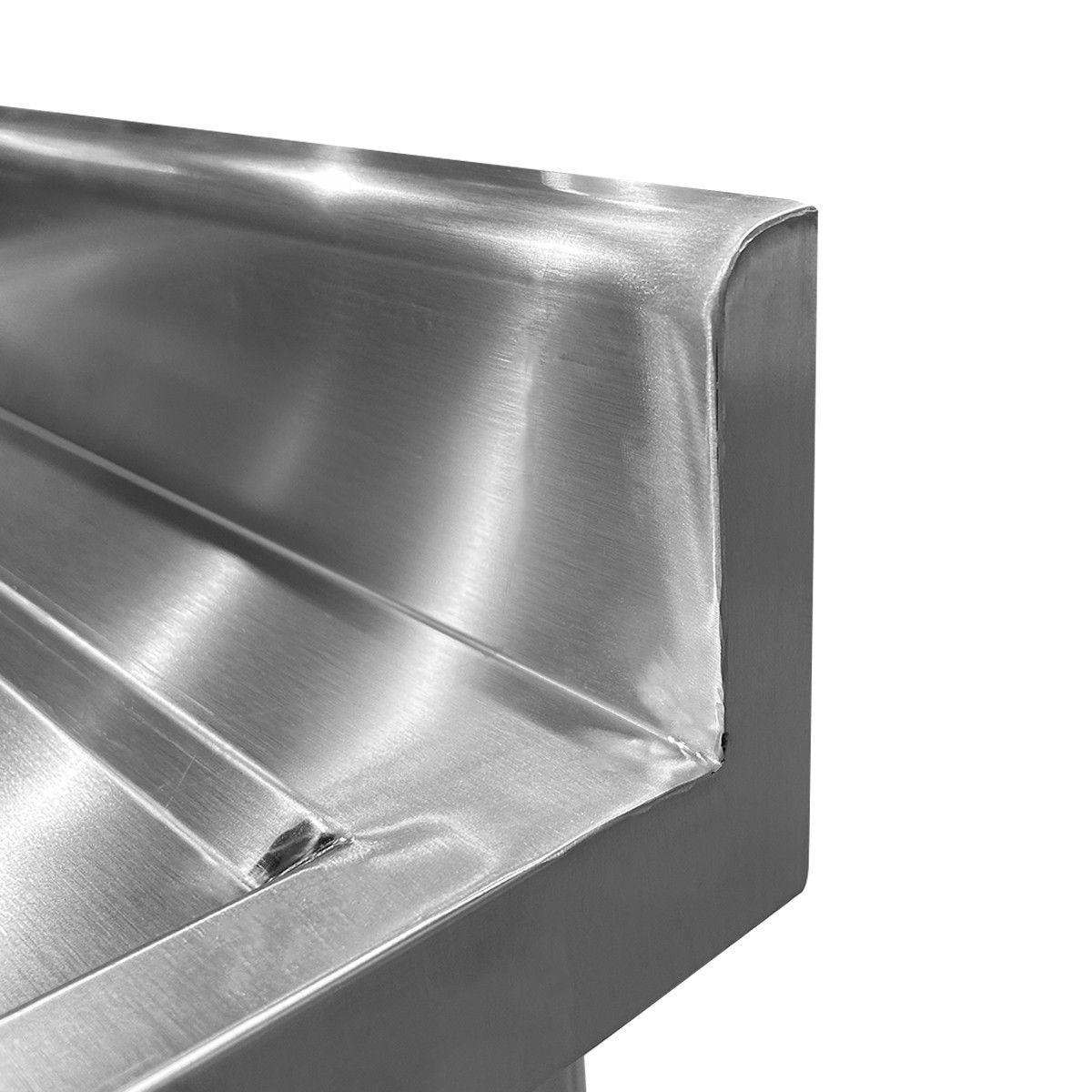 LAVADERO MURAL 1 TAZA ACERO INOXIDABLE 100X60X80 CM SECADOR IZQUIERDO PATA REDONDA ARMABLE-8