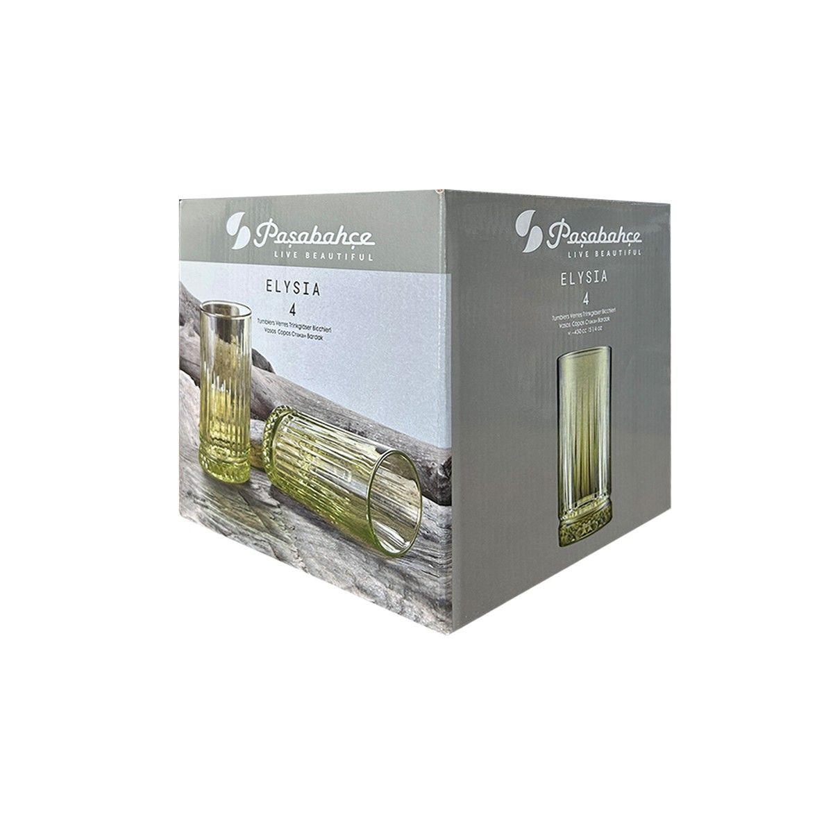 SET DE 4 VASOS REFRESCO ALTO 435 CC VERDE LINEA ELYSIA-2