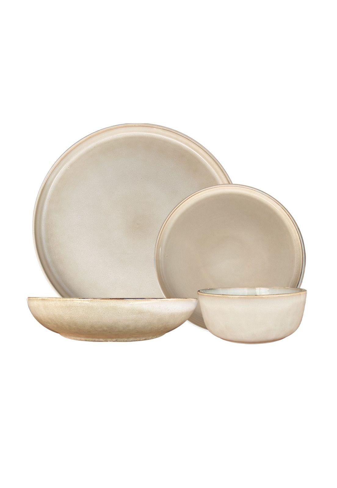 Set Vajilla 24 Piezas Cerámica Beige Linea Oslo-0