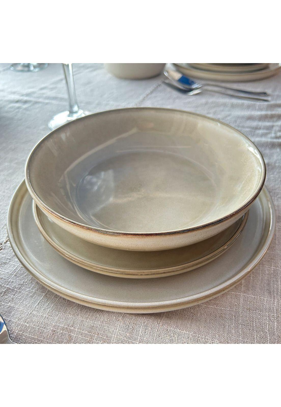 Set Vajilla 24 Piezas Cerámica Beige Linea Oslo-1