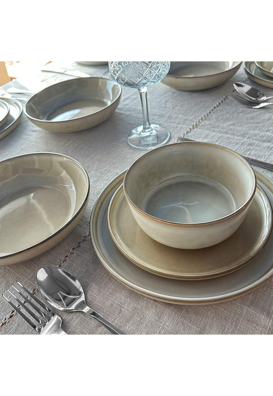 Set Vajilla 24 Piezas Cerámica Beige Linea Oslo-2