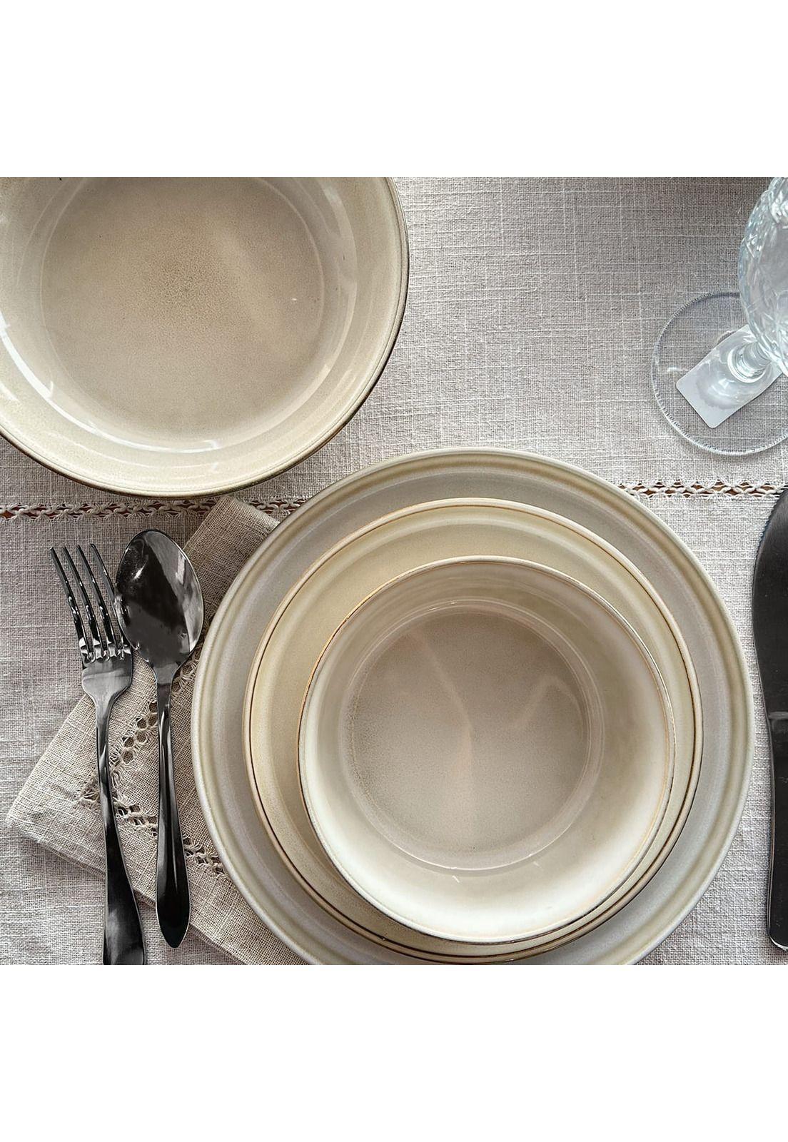 Set Vajilla 24 Piezas Cerámica Beige Linea Oslo-4