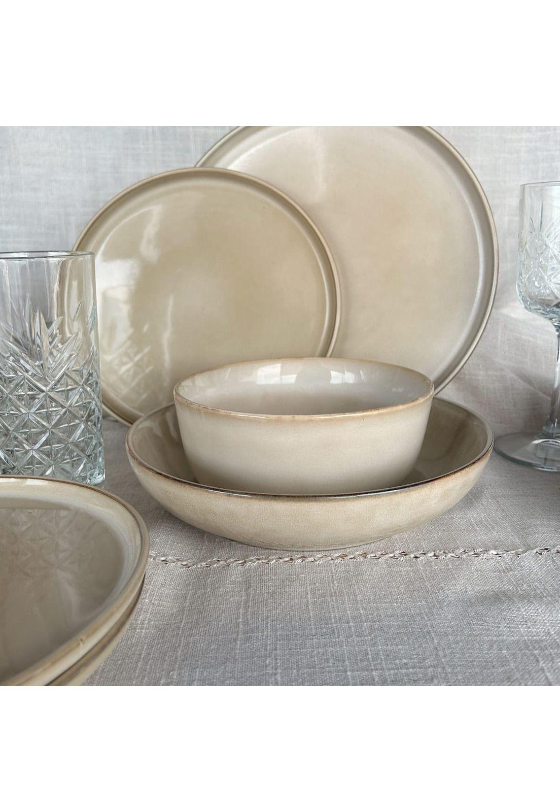 Set Vajilla 24 Piezas Cerámica Beige Linea Oslo-5