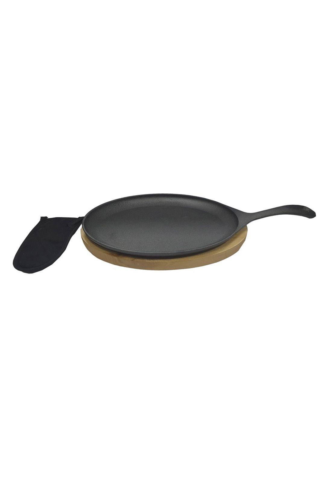 SARTEN DE HIERRO OVALADO CON BASE DE ROBLE 38cm-2