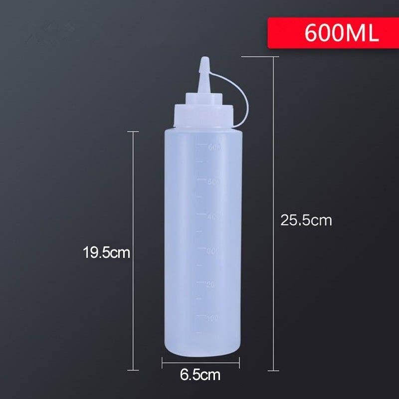 SET DE 2 BOTELLAS DISPENSADORAS SALSA GRADUADA TRANSPARENTE 600ML-5