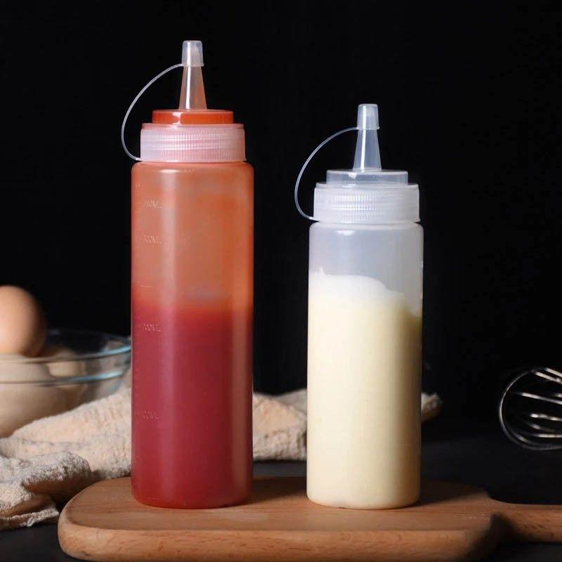 SET DE 2 BOTELLAS DISPENSADORAS SALSA GRADUADA TRANSPARENTE 600ML-7