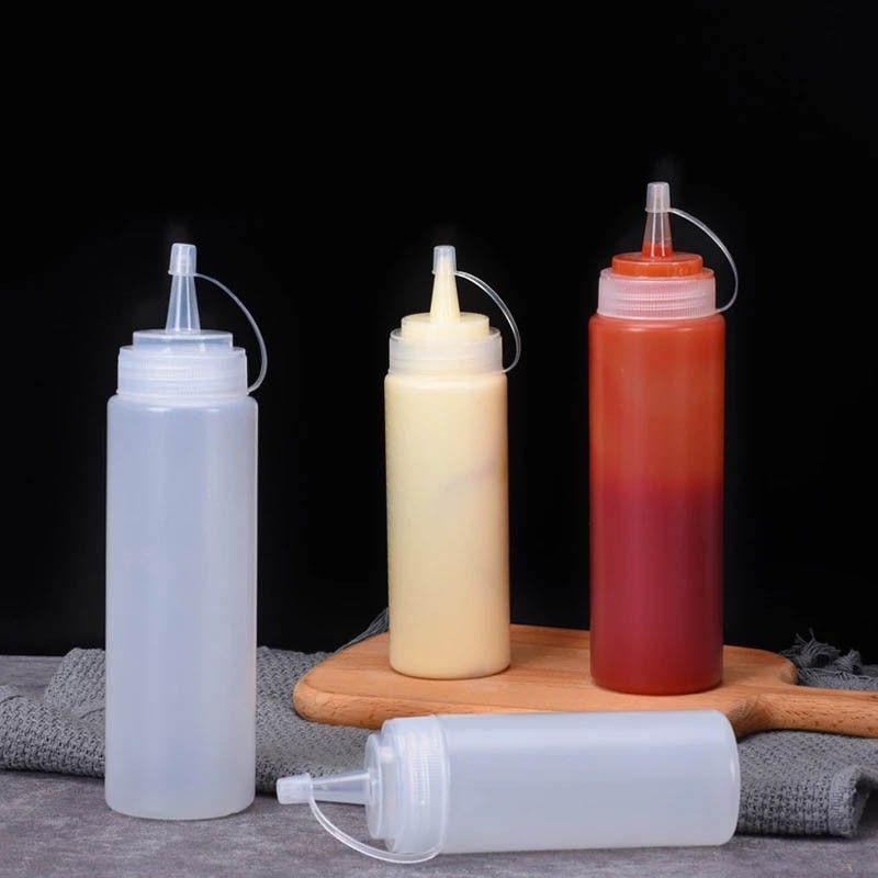 SET DE 2 BOTELLAS DISPENSADORAS SALSA GRADUADA TRANSPARENTE 600ML-8