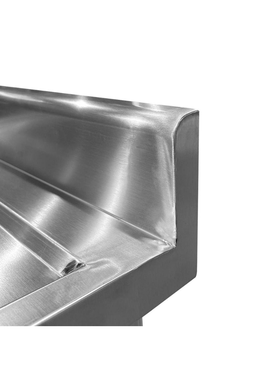 LAVADERO MURAL 1 TAZA ACERO INOXIDABLE 60X60X80 CM PATA REDONDA ARMABLE-2