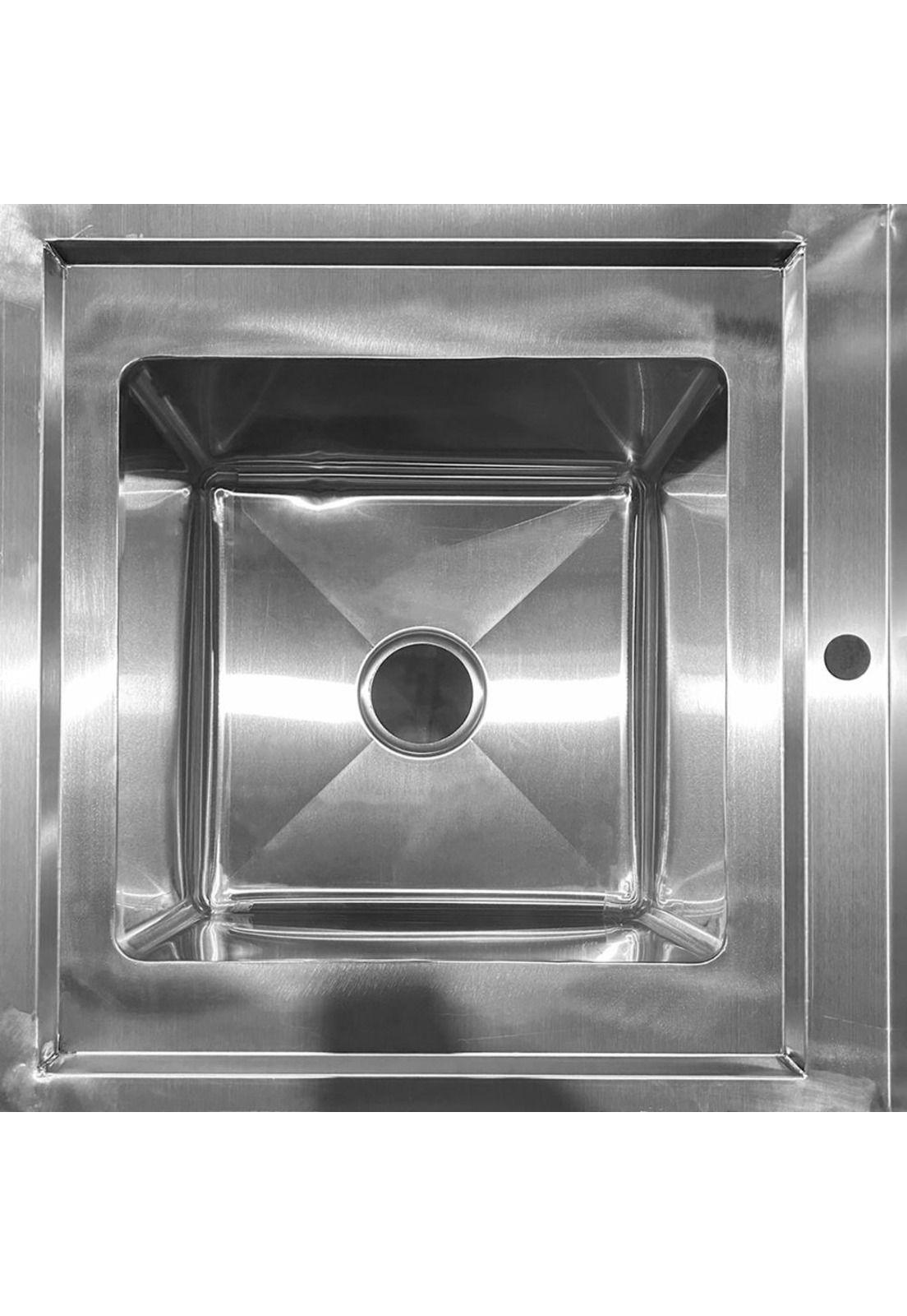 LAVADERO MURAL 1 TAZA ACERO INOXIDABLE 60X60X80 CM PATA REDONDA ARMABLE-7