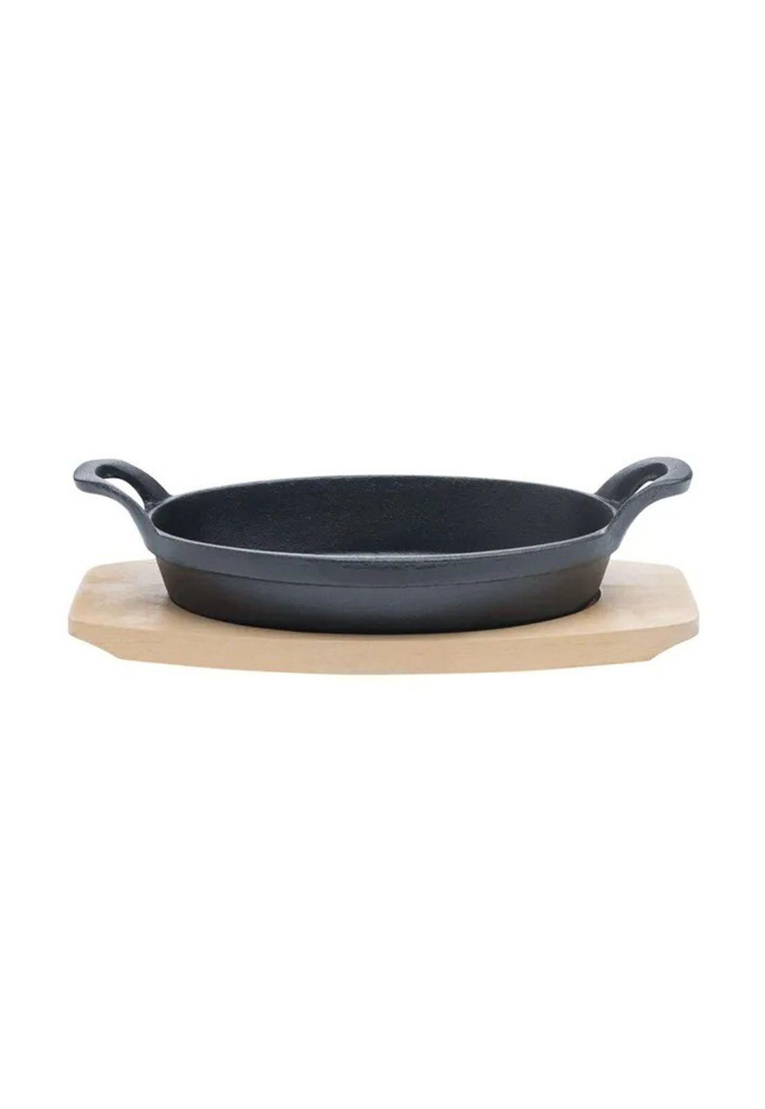 Sarten Hierro Ovalado Con Base Madera 22X11.8X3.2 Cm-4