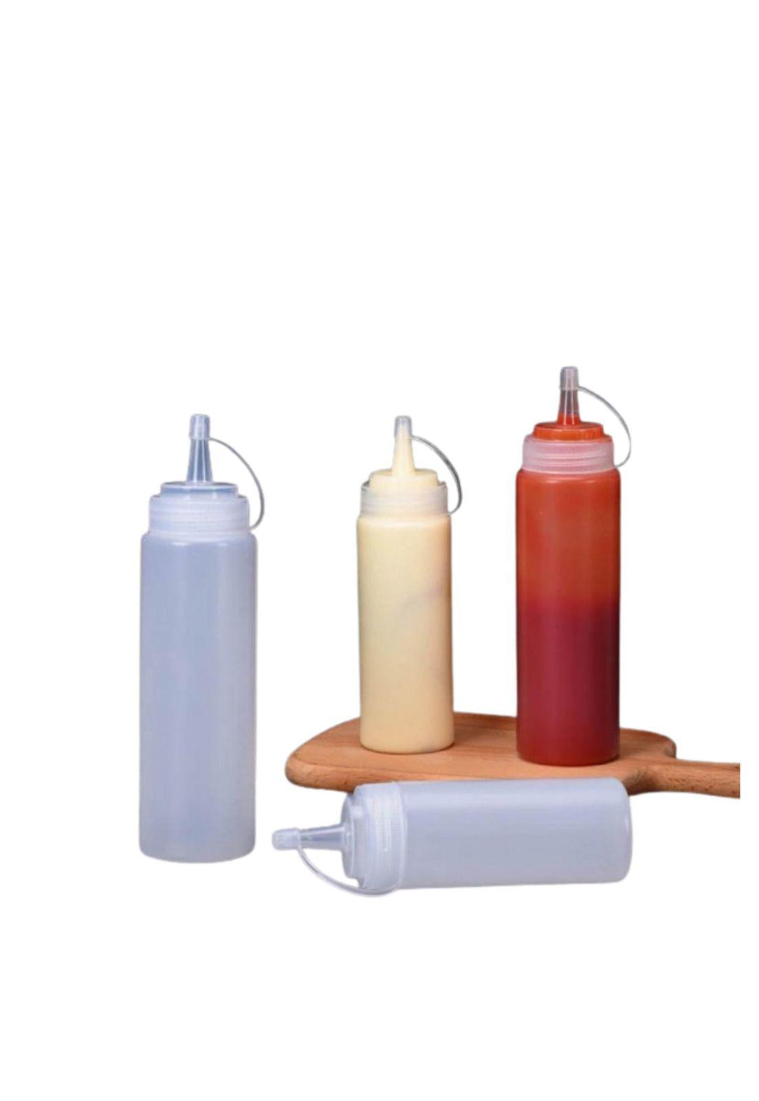 Set De 3 BOTELLA DISPENSADORA SALSA GRADUADA TRANSPARENTE 350ML-3