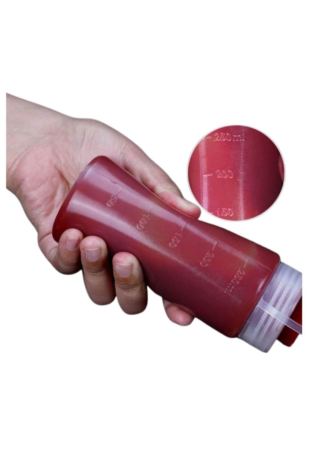 Set De 3 BOTELLA DISPENSADORA SALSA GRADUADA TRANSPARENTE 350ML-6
