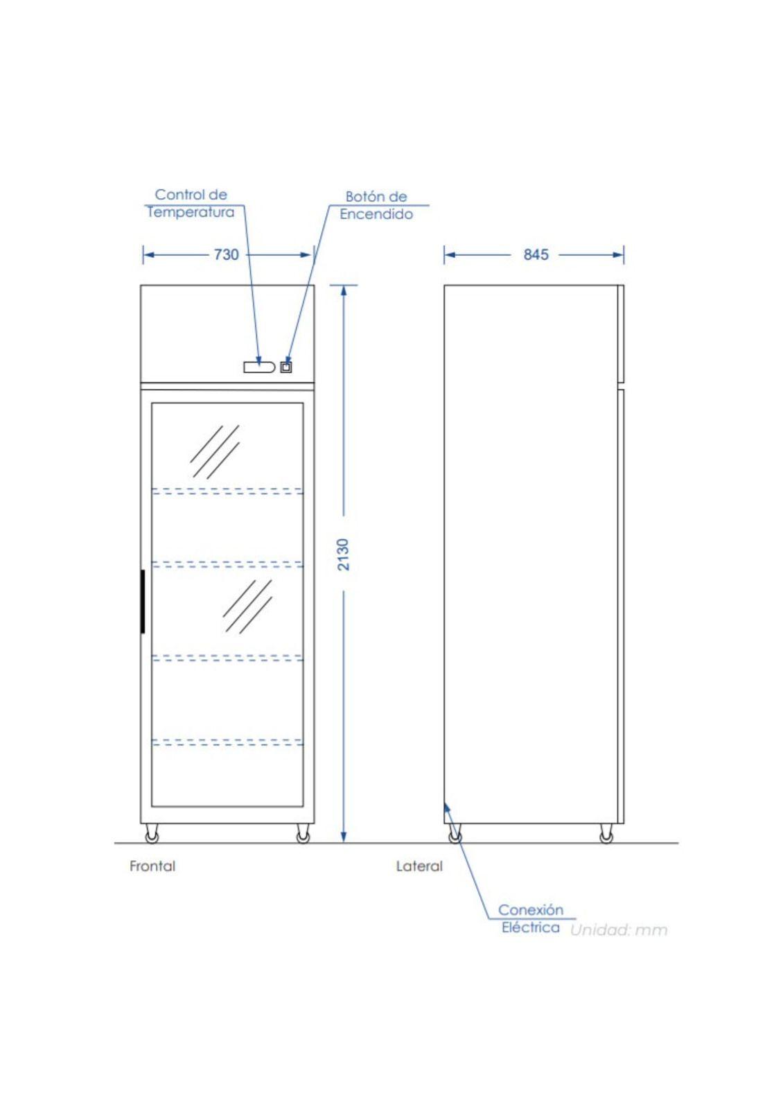 CONGELADOR ACERO INOX PUERTA VIDRIO SINGLE 700 LITROS-7