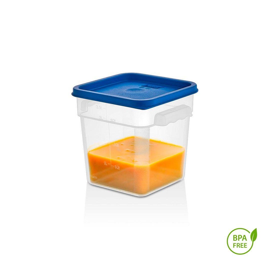 RECIPIENTE CUADRADO POLIPROPILENO 3.8 LTS CON TAPA AZUL-2