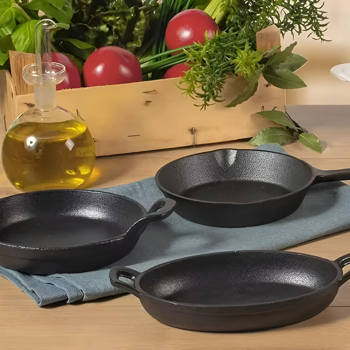 Sarten Hierro Ovalado Con Base Madera 20X10X3 Cm-2