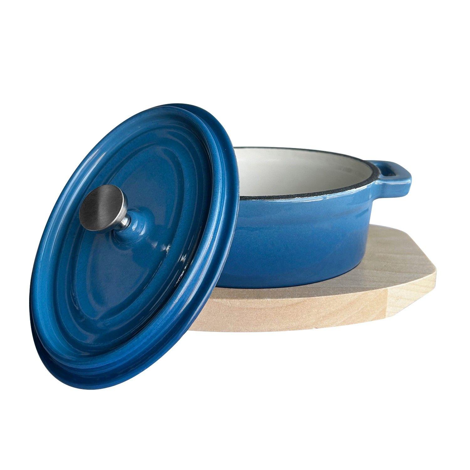 MINI OLLA HIERRO ENLOZADO OVALADA AZUL 15.5X9.2X4.8 CM-2