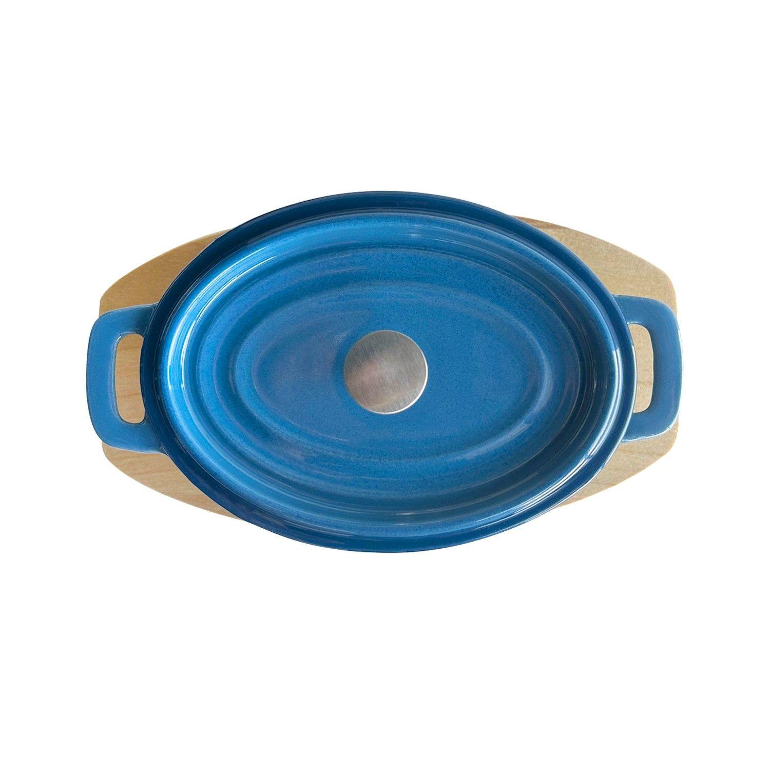MINI OLLA HIERRO ENLOZADO OVALADA AZUL 15.5X9.2X4.8 CM-3