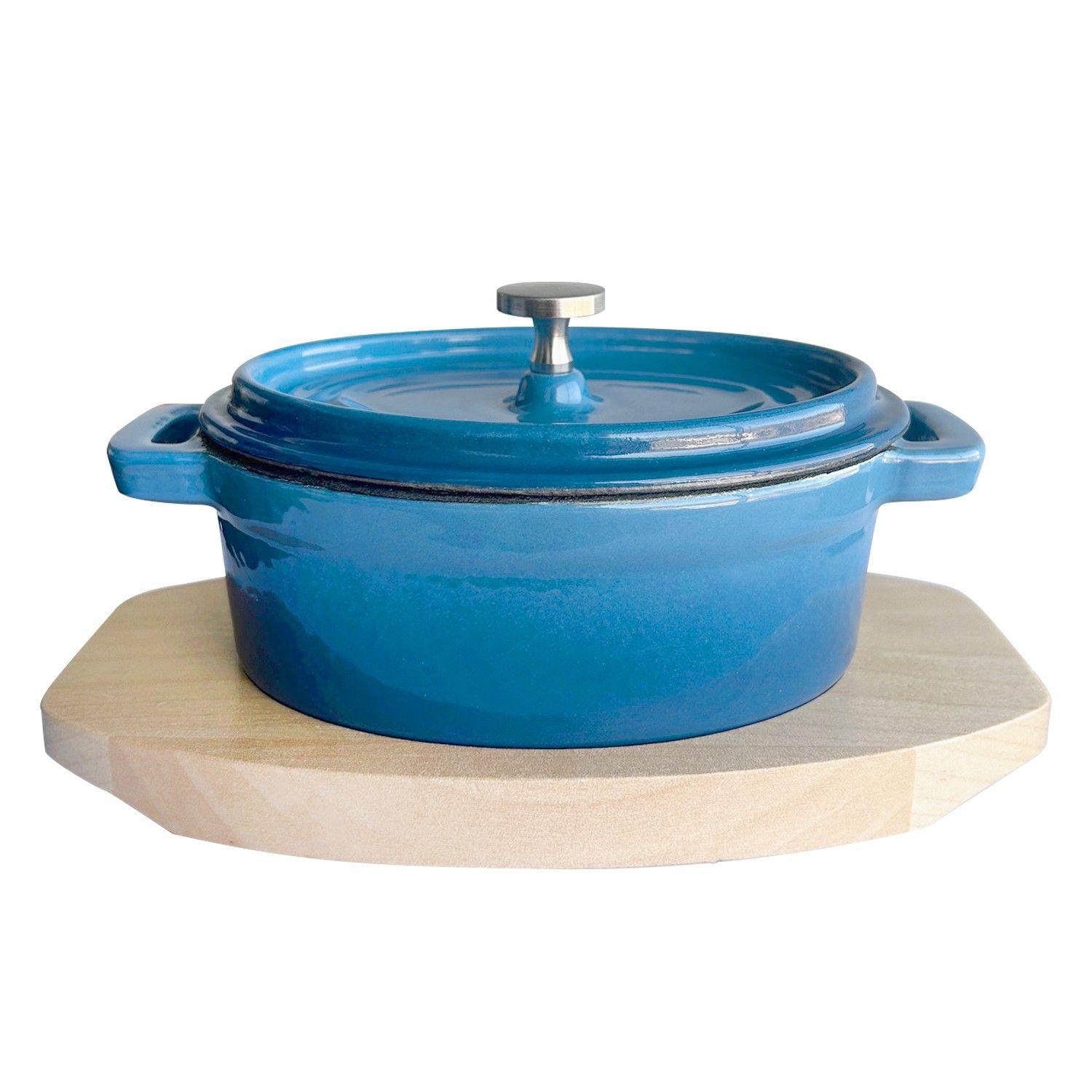 MINI OLLA HIERRO ENLOZADO OVALADA AZUL 15.5X9.2X4.8 CM-7