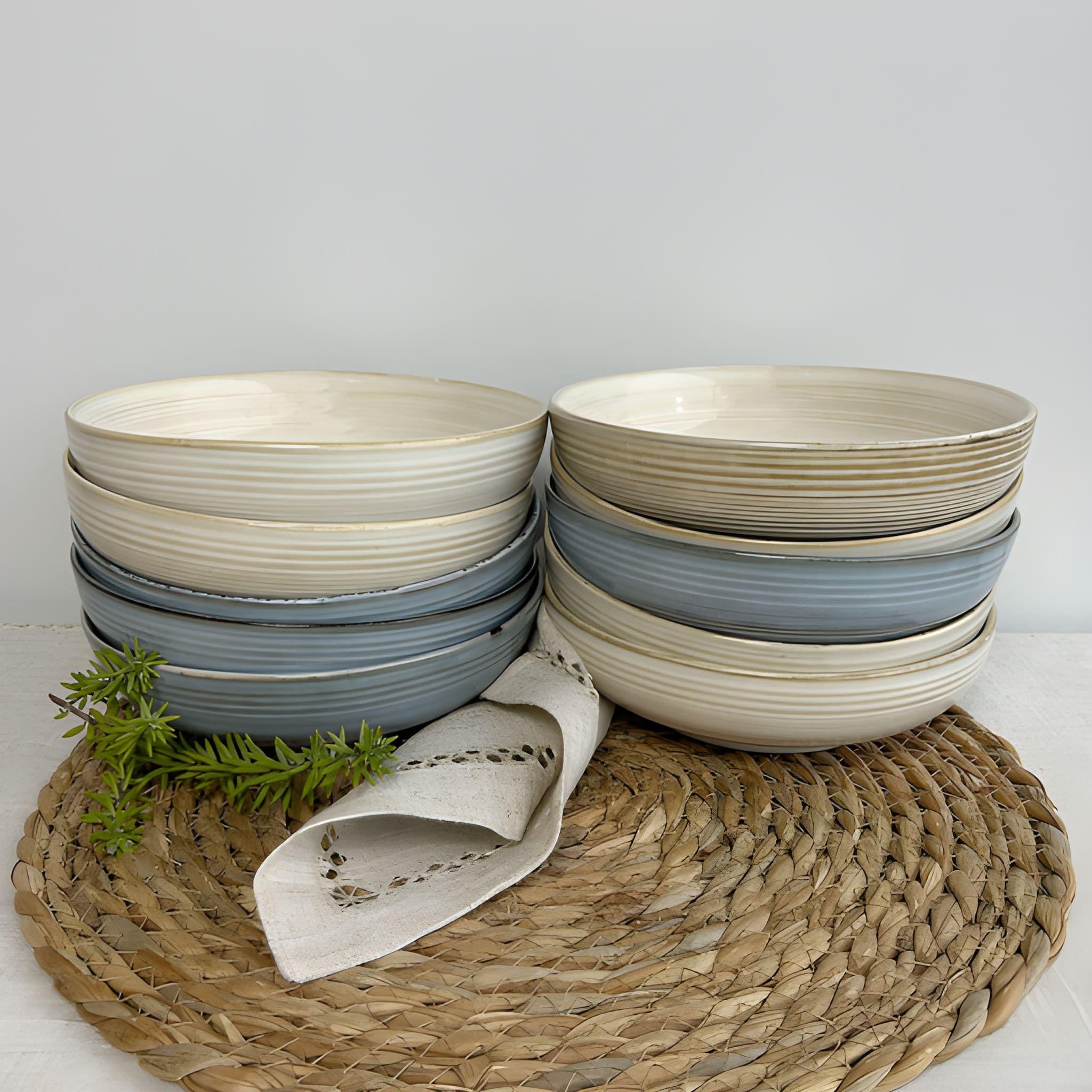 Set De 6 Bowl Redondo Cerámica Azul 17.5X5 Cm-3