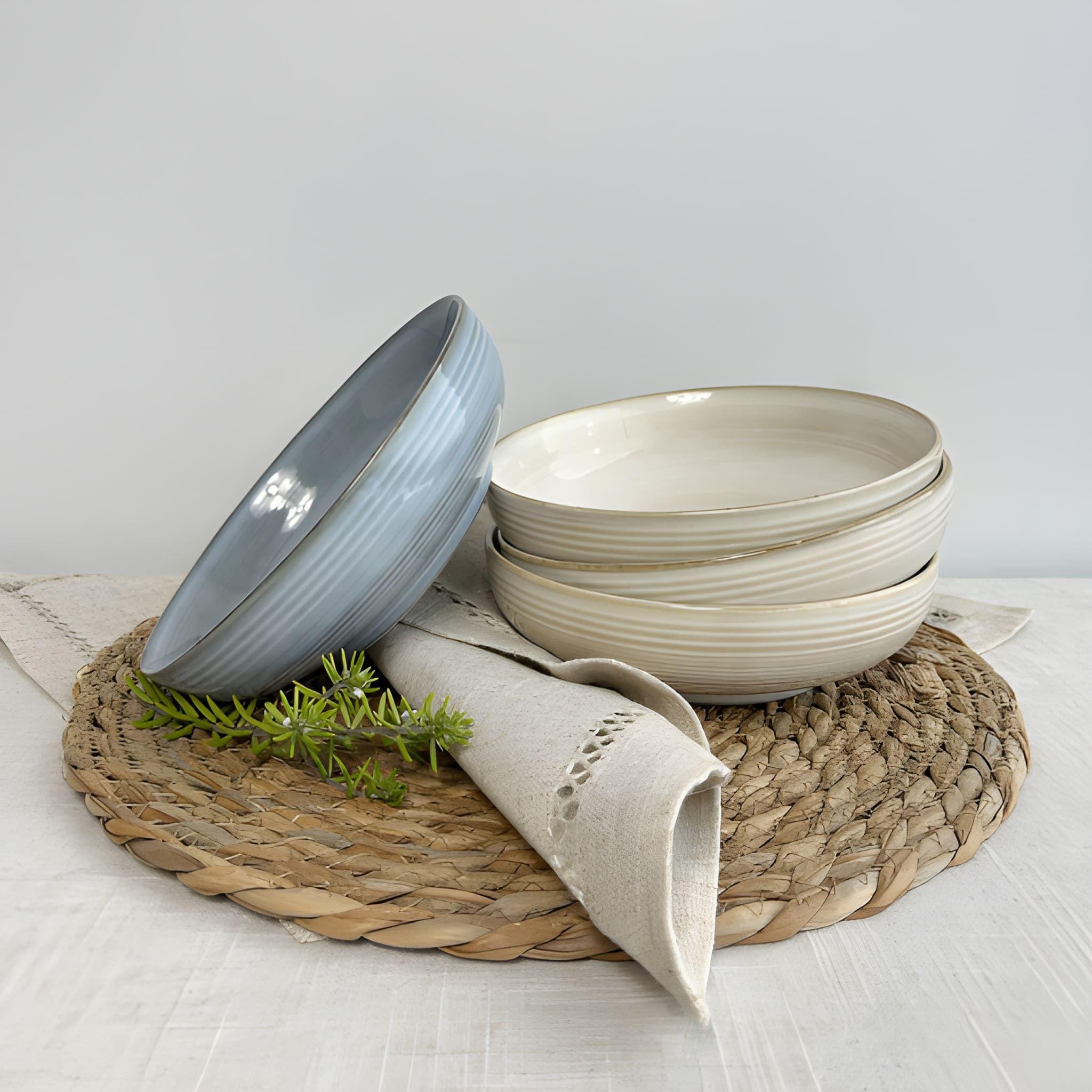 Set De 6 Bowl Redondo Cerámica Azul 17.5X5 Cm-4