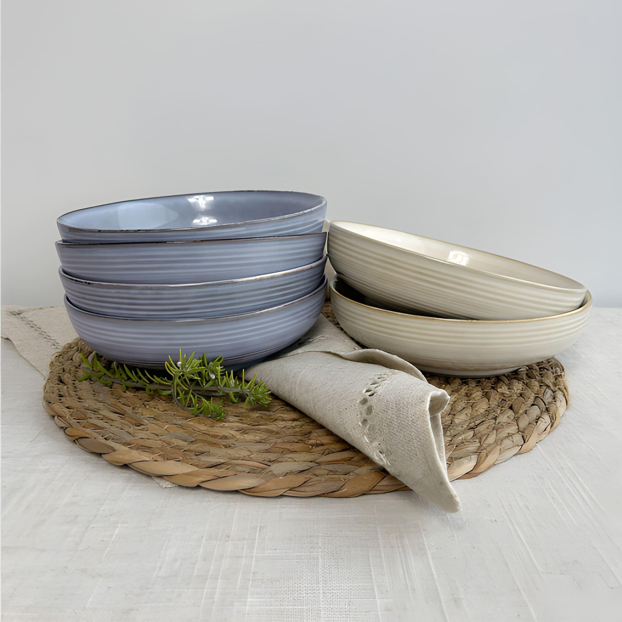 Set De 6 Bowl Redondo Cerámica Azul 17.5X5 Cm-5