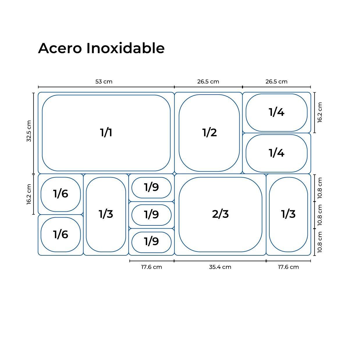 CONTENEDOR GASTRONÓMICO ACERO INOXIDABLE GN 1/3 X 15 CM-2