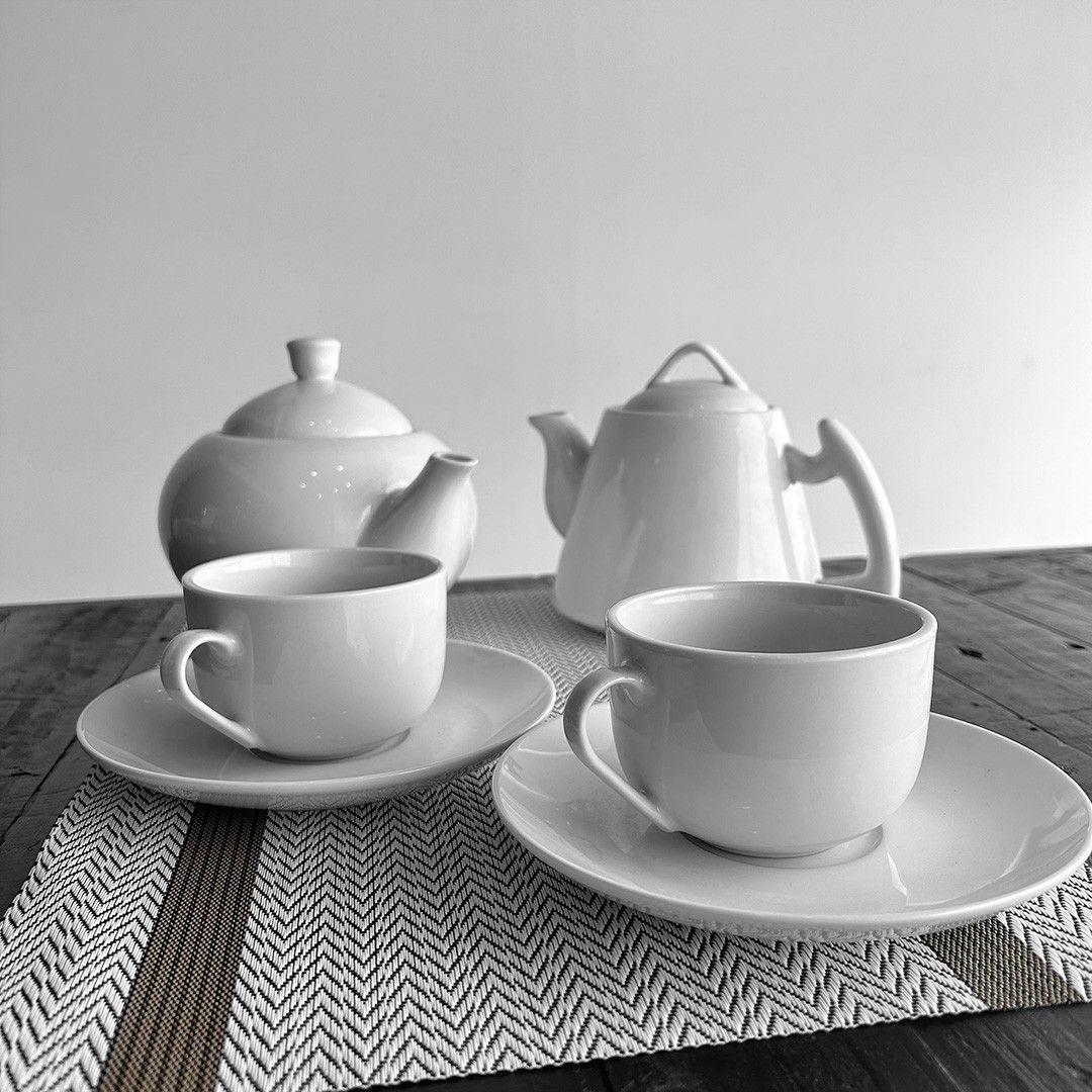 SET DE 6 TAZAS Y PLATO DE TE PORCELANA 220CC COUPE LÍNEA PADUA-2