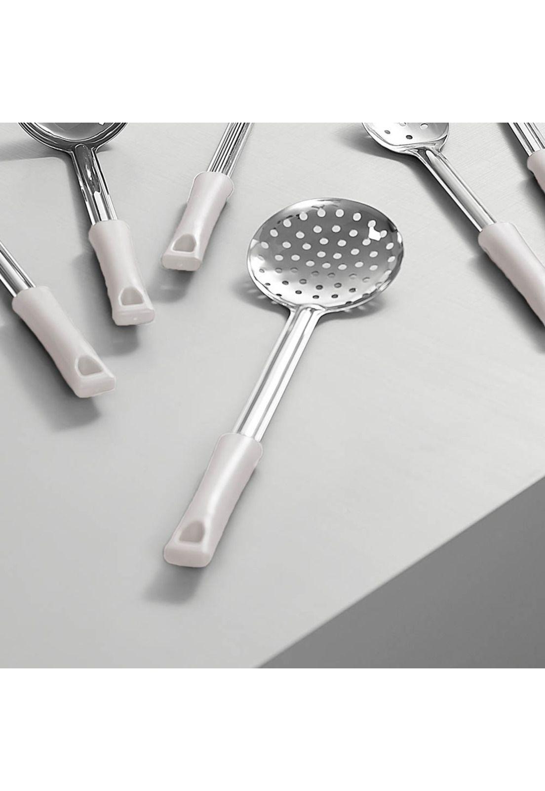 ESPUMADERA ACERO INOX 23 CM MANGO BLANCO-2