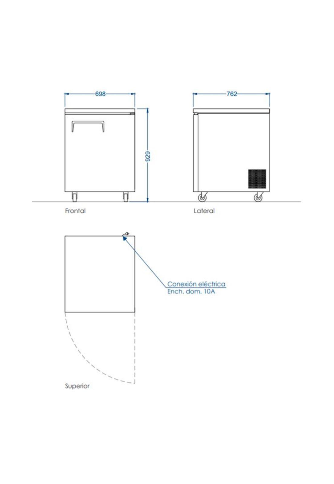 MESÓN CONGELADOR 1 PUERTA ACERO INOX. 184 LITROS-6