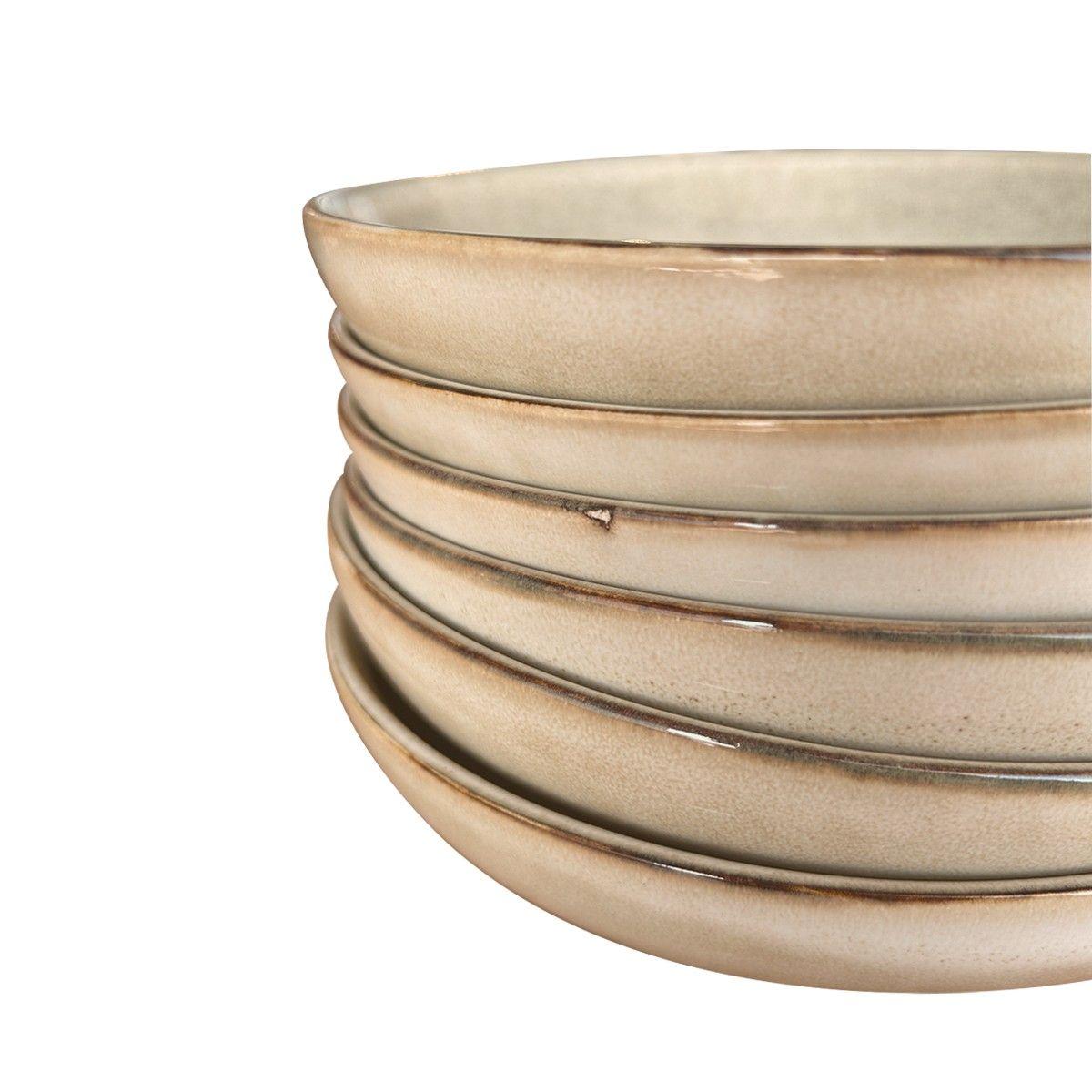 SET 6 BOWL REDONDO CERAMICA 21.8X5 CM BEIGE LINEA OSLO-6