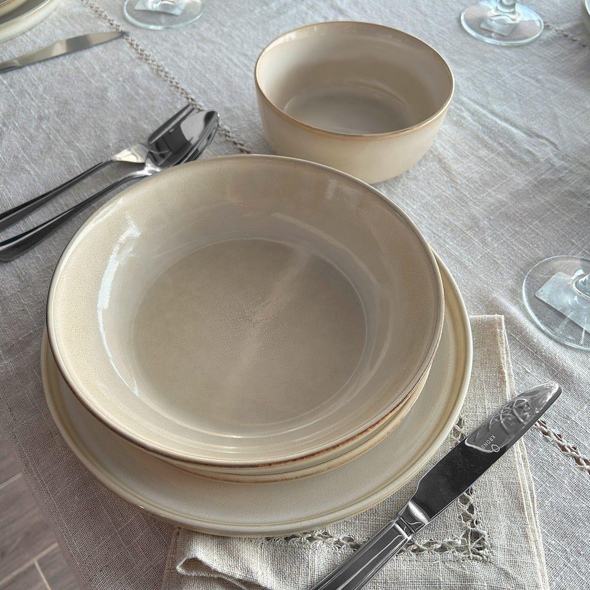 SET 6 BOWL REDONDO CERAMICA 21.8X5 CM BEIGE LINEA OSLO-7